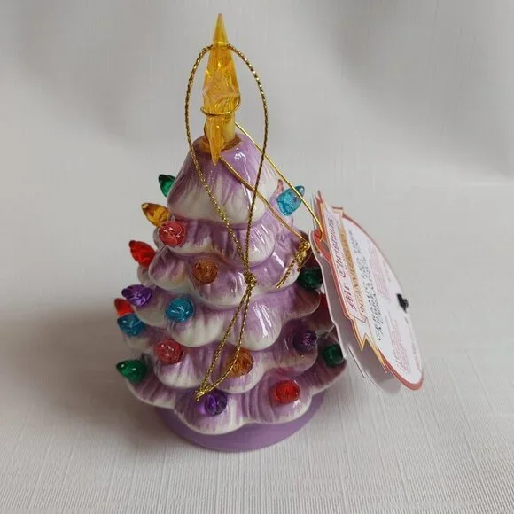 Mr. Christmas 5" Nostalgic Ceramic Lit Tree Ornament, Lavender Christmas - Picture 5 of 6
